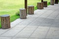 Concrete walk way under wooden lath