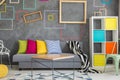 Concrete wall with colored frames Royalty Free Stock Photo