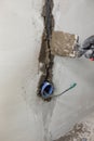 Concrete wall cutting and concealed wiring during electrical work