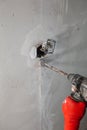 Concrete wall cutting and concealed wiring during electrical work