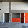 Concrete wall and empty room in abandoned factory