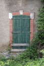 Concrete wall game texture with closed windows old house Royalty Free Stock Photo