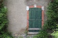 Concrete wall game texture with closed windows old house Royalty Free Stock Photo