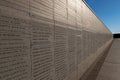 Wall with the names of victims of state violence in the Park of Memory in Buenos Aires, Argentina