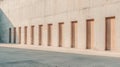 A concrete wall with a row of empty wooden doors. Royalty Free Stock Photo