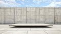 A concrete wall with a square platform in front of it. Royalty Free Stock Photo