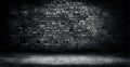 Studio dark room black brick wall grunge texture background. Royalty Free Stock Photo