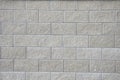 Concrete wall from texture blocks. high dividing noise wall of the yard. The wall is equipped with a sheet metal roof, which preve