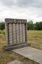 Small sign made of replica concrete silos welcomes visitors to Silo Park
