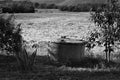 Concrete well closed with cover in the countryside Italy, Europe