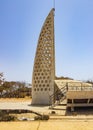 Concrete white monument on Goree island, Senegal, Africa. It stands on a hill above the city