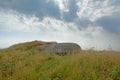 World war two bunker hidden in a field on the cliffs overlooking the north sea on the french opal coast