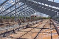 Concreting the base of the building. Construction worker Concrete pouring during commercial concreting floors of building in Royalty Free Stock Photo