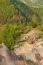 Geological fomations of concretion on a green valley in Buzau county, Romania