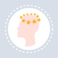Concussion dizziness concept human head icon healthcare medical service logo medicine and health symbol flat
