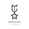 condecoration outline icon. isolated line vector illustration from army and war collection. editable thin stroke condecoration Royalty Free Stock Photo