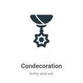 Condecoration vector icon on white background. Flat vector condecoration icon symbol sign from modern army and war collection for