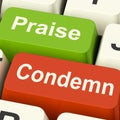 Condemn Praise Keys Means Appreciate or Blame Royalty Free Stock Photo