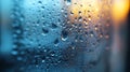 Condensation, droplets, window, city lights, background blur, website design Royalty Free Stock Photo