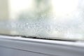 Condensation on glass closeup pvc windows double glazing