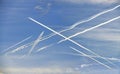 Condensation trails of airliners Royalty Free Stock Photo