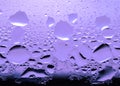 Condensation, Vapor, Rain, Water Drops Of Various Sizes On A Glass Surface. Purple Tone Color Royalty Free Stock Photo