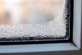 Condensation on window, mold from wet, energy efficiency issues Royalty Free Stock Photo