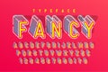 Condensed 3d display font popart design, alphabet