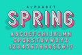 Condensed display font popart design, alphabet, letters and numb