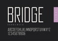 Condensed light retro sans serif. Vector typefaces, uppercase al