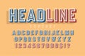 Condensed original 3d retro display font, alphabet