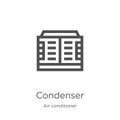 condenser icon vector from air conditioner collection. Thin line condenser outline icon vector illustration. Outline, thin line