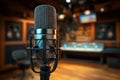 ?Condenser microphone capturing sound in recording studio, music production concept Royalty Free Stock Photo