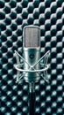Condenser microphone on foam background, studio recording equipment Royalty Free Stock Photo
