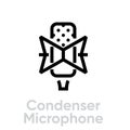 Condenser microphone icon. Editable line vector.