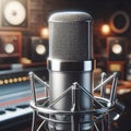 Professional condenser microphone in recording studio Royalty Free Stock Photo