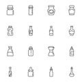 Condiment bottles line icons set Royalty Free Stock Photo