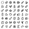 Condiment icons set, outline style