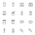 Condiment sauce bottles line icons set Royalty Free Stock Photo