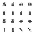 Condiment sauce bottles vector icons set Royalty Free Stock Photo