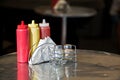 Condiments and napkins. Russia Royalty Free Stock Photo