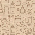 Condiments and sauce bottles icons pattern