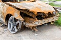 The condition of the car was demolished after the accident Royalty Free Stock Photo