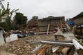 the condition of the house collapsed due to the earthquake