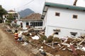 the condition of the house collapsed due to the earthquake