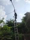 the condition of installing new electricity for lighting for the people of Indonesia