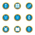 Condition of the internals icons set, flat style