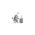 The condition of a man working hard at the computer template