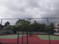 The condition of the tennis court is very well maintained and this afternoon it looks quiet. Royalty Free Stock Photo