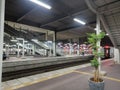 the condition of the train station at night Royalty Free Stock Photo